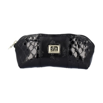 Estojo preto texturizado com placa dourada Cavalinho