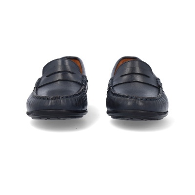 Sapatos mocassins masculinos em couro azul escuro