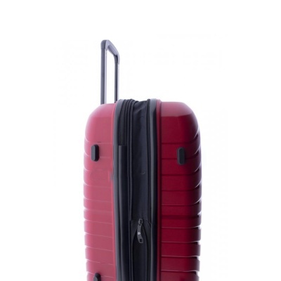 Mala de viagem rígida vermelha com alça extensível preta