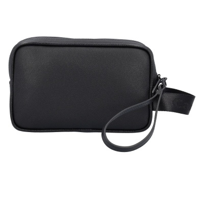 Bolsa pequena preta com alça de mão e fecho de correr