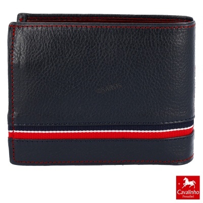 Carteira masculina em pele preta com detalhe colorido e logótipo Cavalinho Perfeito