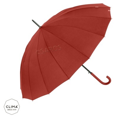 Guarda-chuva vermelho com cabo curvo e logótipo CLIMA