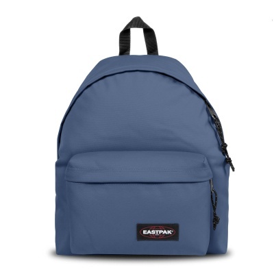 Mochila azul da marca EASTPAK com bolso frontal e alça superior preta