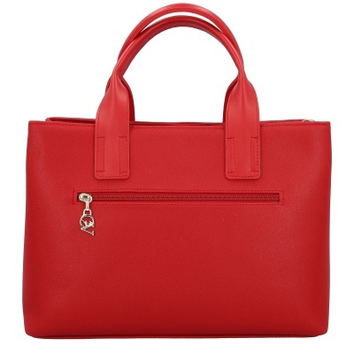 Mala de mão vermelha com alças duplas e fecho de correr frontal