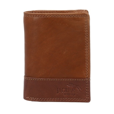 Carteira masculina de pele castanha com logo JAGUARO