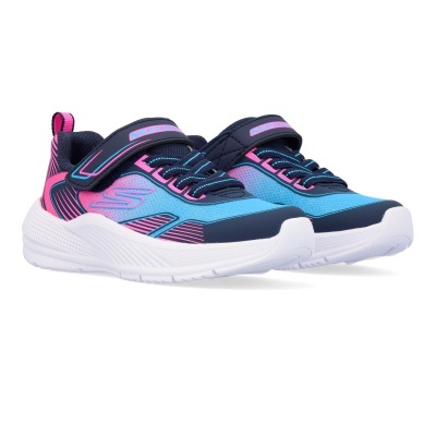 Sapatilhas Skechers azul, rosa e preto com sola branca