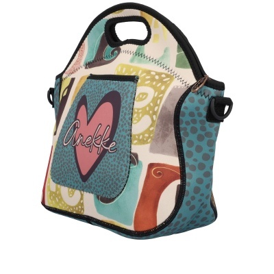 Mala de mão colorida Anekke com bolso frontal e padrão abstrato