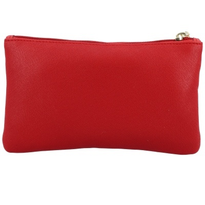 Porta-moedas vermelho com fecho de correr dourado