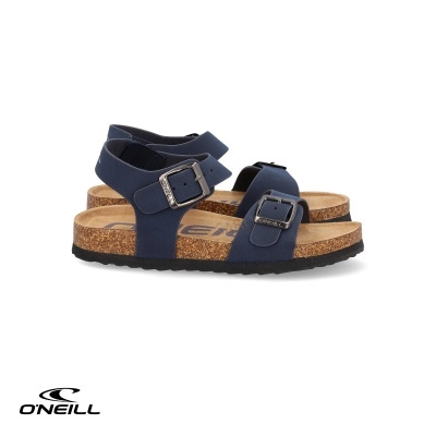 Sandálias O'Neill azuis com palmilha cortiça e fivelas prateadas