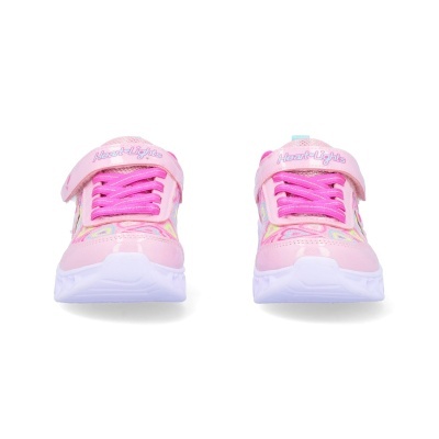 Sapatilhas infantis rosa com sola branca e fecho em velcro Heart Lights