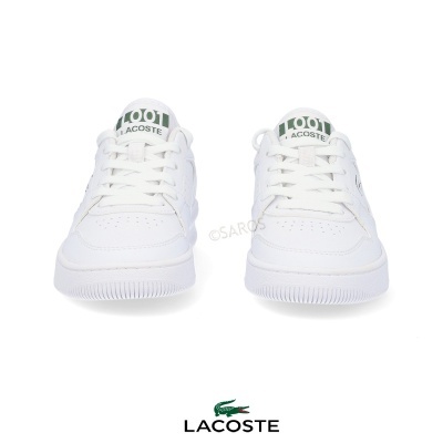 Sapatilhas brancas Lacoste em couro com logótipo verde