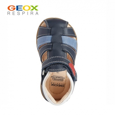 Sanda Geox Respira para criança em tons de azul e castanho, vista de cima