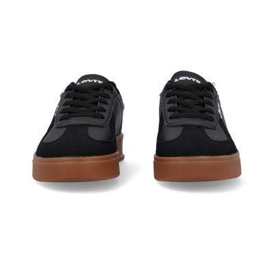 Sapatilhas Levi's pretas com sola castanha e atacadores pretos