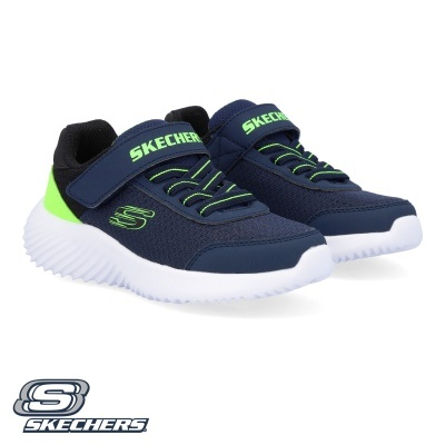 Sapatilhas azuis SKECHERS com detalhes verdes e sola branca