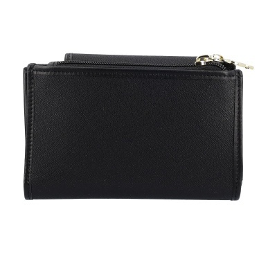 Carteira preta com fecho de correr metálico