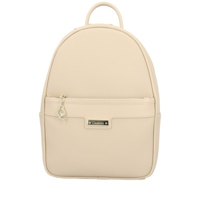 Mochila bege Cavalinho em material sintético com puxador metalizado