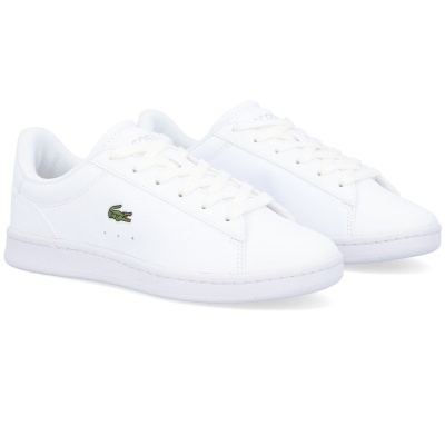 Sapatilhas brancas com logo de crocodilo verde e sola branca