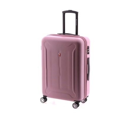 Mala rígida de viagem rosa com pega extensível