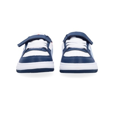 Sapatilhas infantis azul escuro e branco com atacadores e velcro