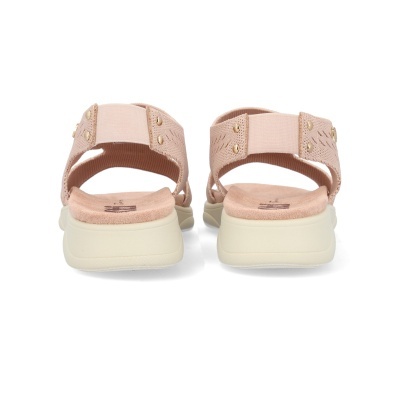Sandálias femininas de salto plataforma rosa claro vistas de trás