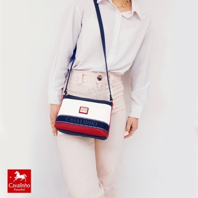 Bolsa transversal Cavalinho azul, branca e vermelha