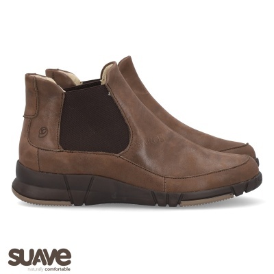 Botas Chelsea de couro castanho com elástico lateral preto