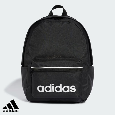 Mochila preta Adidas com bolso frontal e logótipo branco