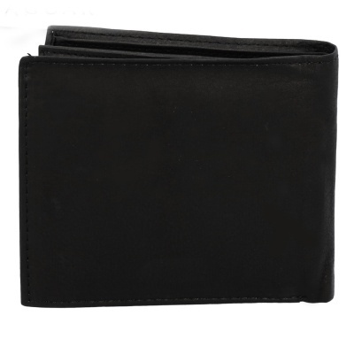 Carteira masculina preta em couro com textura lisa