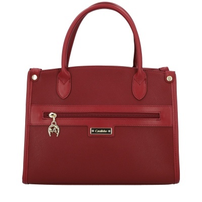 Mala de senhora vermelha com alças e fecho frontal