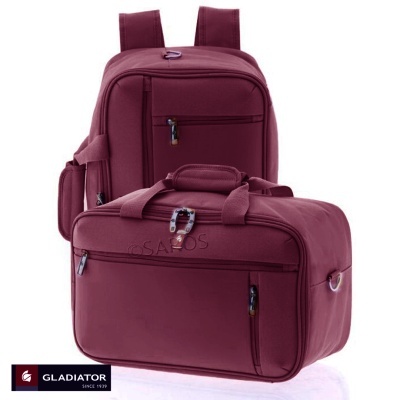 Mochila e mala de viagem vinho com vários compartimentos e fechos, marca Gladiator