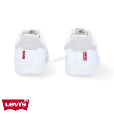 Sapatilhas brancas Levi's com detalhes cinzentos e etiqueta vermelha