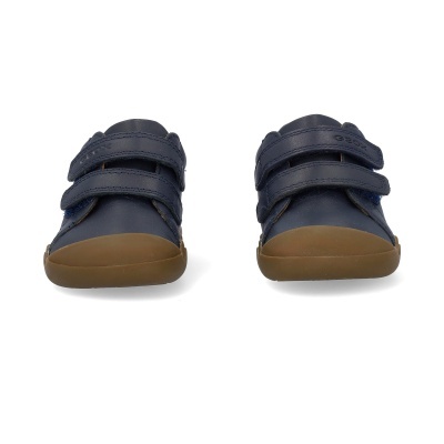 Sapatilhas infantis azuis com sola castanha e fecho de velcro Geox