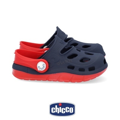 Sandálias de criança Chicco em azul e vermelho com aberturas e alça ajustável