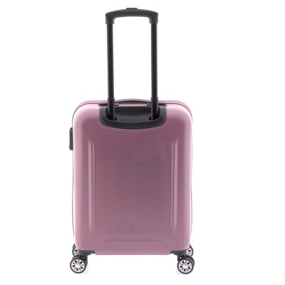 Mala de viagem rígida rosa com rodas e pega extensível