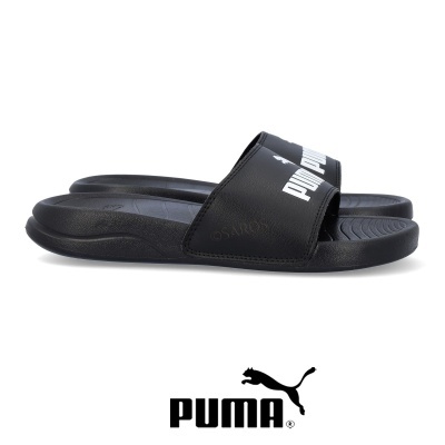 Chinelos pretos Puma com logótipo branco