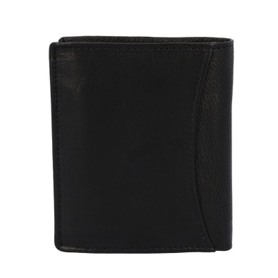 Carteira masculina de couro preto vista de frente
