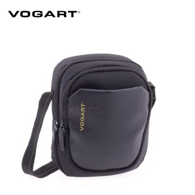Bolsa preta VOGART com bolso frontal texturizado e alça ajustável