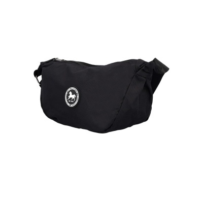 Bolsa preta tipo pochete com logótipo circular de cavalo