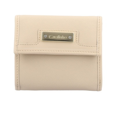Carteira bege com placa metálica dourada Cavalinho