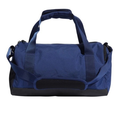 Mala desportiva azul com alças e fundo preto