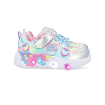 Ténis infantis coloridos com corações e luzes na sola