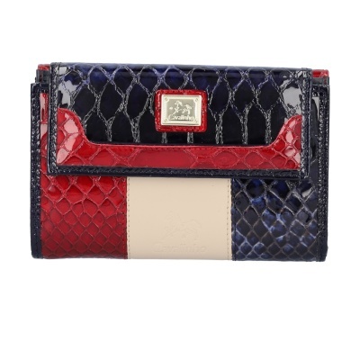 Carteira tricolor texturizada com logo Cavalinho