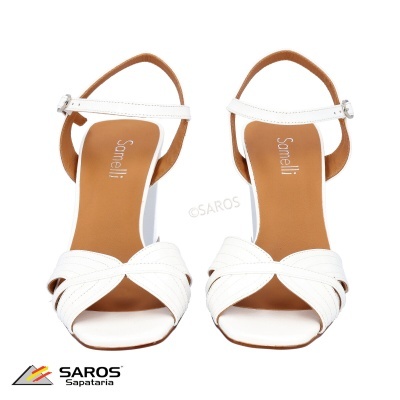 Sandálias brancas Somelli com tiras entrelaçadas e fecho de fivela