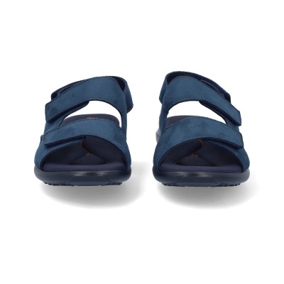 Sandálias azuis de velcro vistas de frente