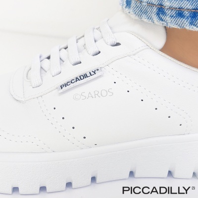 Sapato desportivo branco PICCADILLY com sola grossa e detalhes perfurados