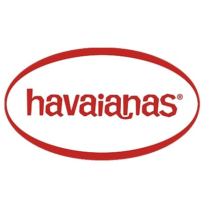 Logótipo vermelho da marca Havaianas dentro de oval vermelho