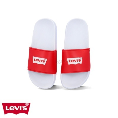 Chinelos Levi's brancos com tira vermelha e logótipo Levi's