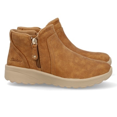 Botas Skechers castanhas com fecho lateral e sola beige