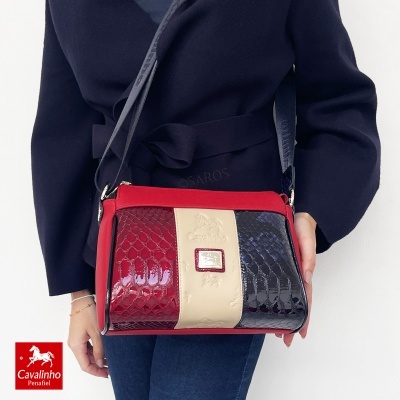 Mala Cavalinho bicolor em relevo com alça ajustável