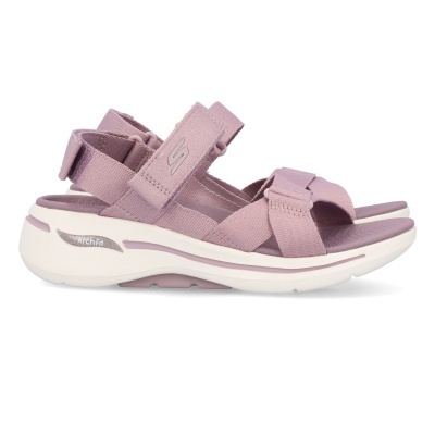 Sandálias cor-de-rosa com sola branca e fechos de velcro.